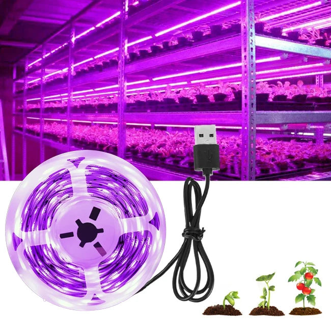 DC 5V USB Led Plant Grow Lights,1m 2m 3m Full Spectrum Phyto Lamp Strip for Plants Hydroponics Greenhouse Growing System