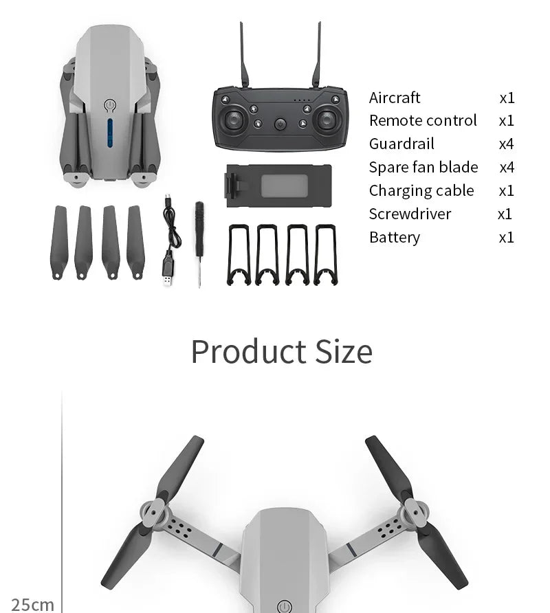 2025 New E88 Pro WIFI FPV Drone - 4K/1080P Dual Camera,Wide-Angle HD, Altitude Hold, Foldable Quadcopter, RC Helicopter Toy Gift