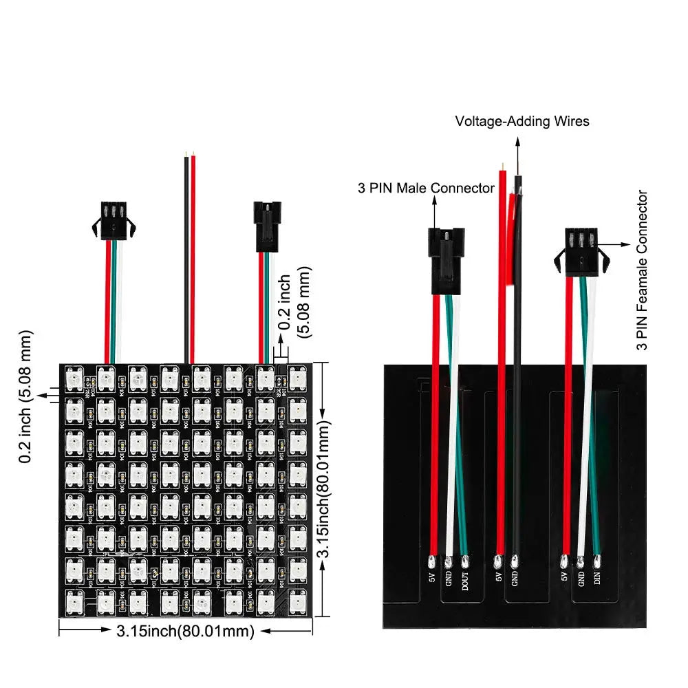 WS2812B RGB Flexible Pixel Led Module Panel 8x8/16x16/8x32 Matrix Screen WS2811 WS2812 IC Individually Addressable DC5V.