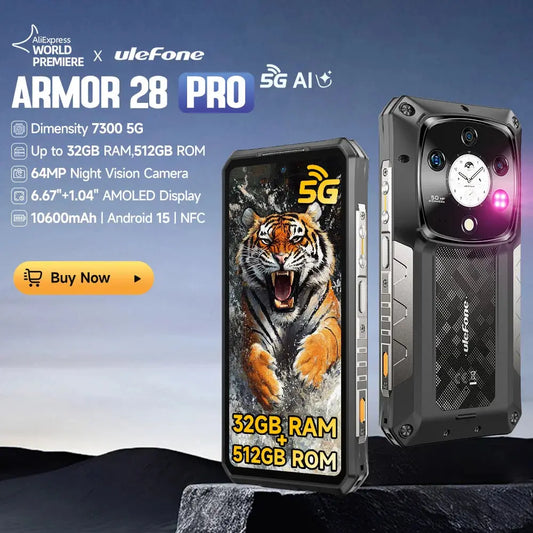 Ulefone Armor 28 Pro 5G AI Rugged Phone 512GB ROM Smartphone 120W MTK Dimensity 7300  10600mAh 6.67”AMOLED 64MP Mobile phone Tarot Yeah