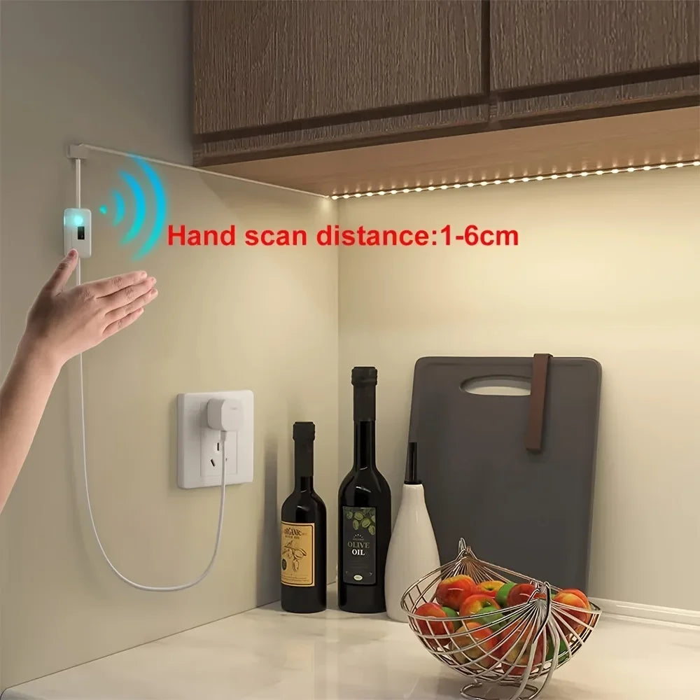 Hand Sweep LED Strip Lights 1M 2M 3M 5M LED Strip with Hand Sweep Motion Sensor Switch for Kitchen Stairs Wardrobe