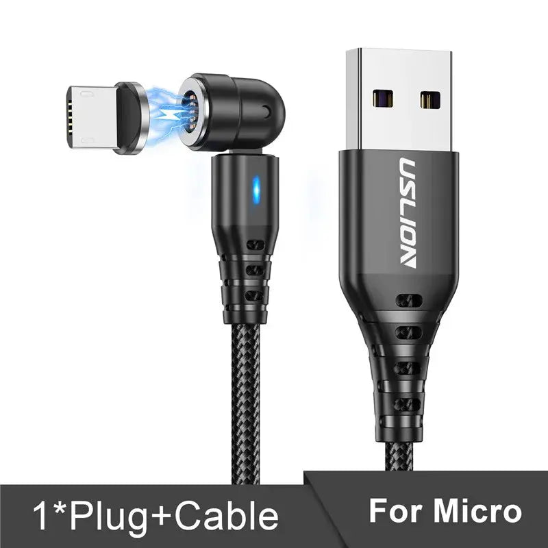 USLION 540 Rotate 5A Magnetic Cable Fast Charging Type C Cable Micro USB Magnet Charge Phone Data Line Wire For iphone 15 Xiaomi Tarot Yeah