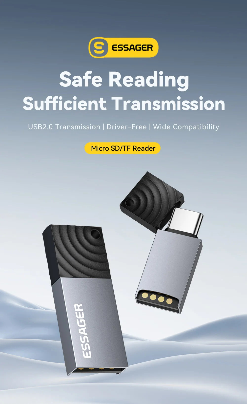 Essager 2 in 1 TF SD Card Reader USB 2.0 Memory Card Adapter Smart High Speed Cardreader Convertor for PC Laptop Accessories