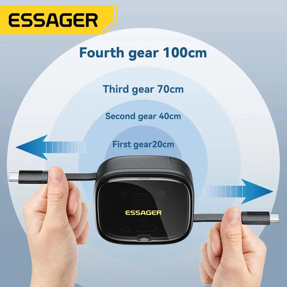 Essager USB C To Tpye C Cable PD 60W for Xiaomi Poco Fast Charging Data Travel Multi Functional Cord With Holder Storage Box Tarot Yeah