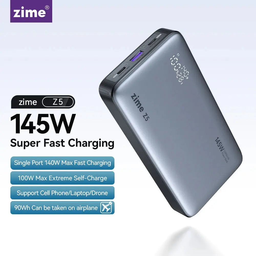 zime Z5 145W PowerBank 25000mAh PD Fast Charging High-wattage Portable Charger For Laptops And Phones With External Battery Tarot Yeah