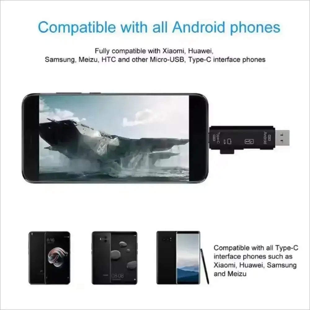 New 5 in 1 Multifunction USB 2.0 Type C USB Micro USB SD TF Memory Card Reader for Android Computer Dock OTG Type C Adapter Tarot Yeah