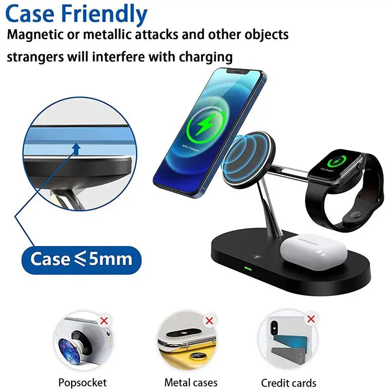 3 in 1 Wireless Charger Stand For iPhone 12 13 14 15 16 Fast Charging Station for Apple Watch 10 9 8 7 6 5 4 Airpods 2 3 Pro Tarot Yeah