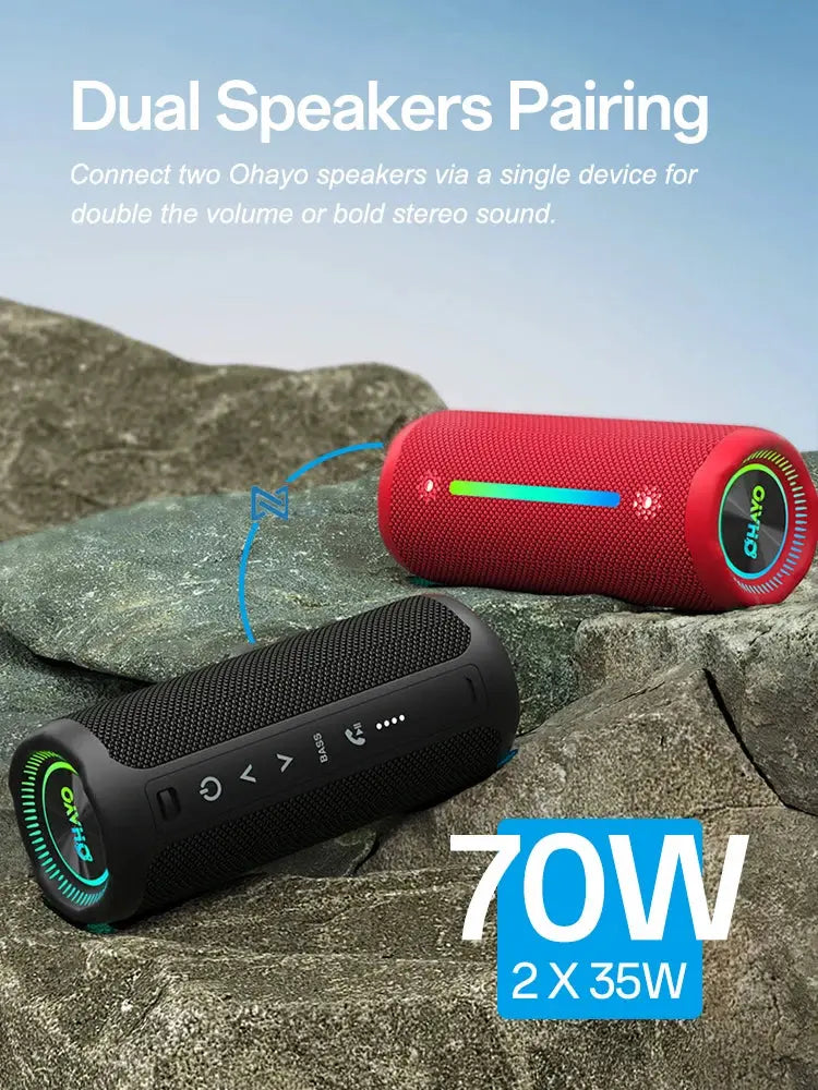 Ohayo Portable Waterproof Bluetooth Speaker 35W Drivers with Powerful 360-Degree Sound and Thundering Bass,TWS,IPX7 Waterproof.