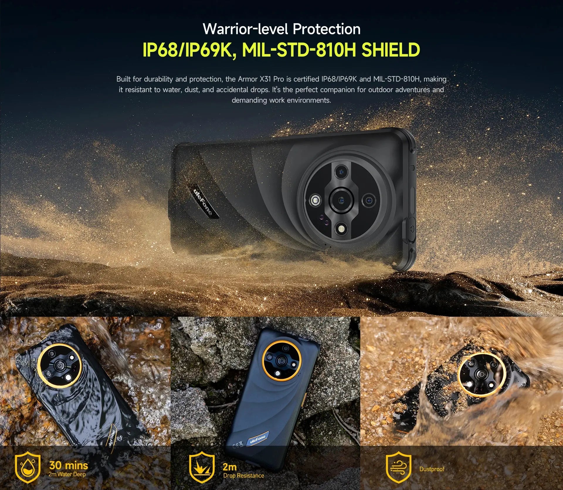 【World Premiere】Ulefone Armor X31 Pro 5G Rugged Phone Android 14 Smartphone 6.56”16GB + 256GB Night Camera 64MP 6050mAh NFC Tarot Yeah