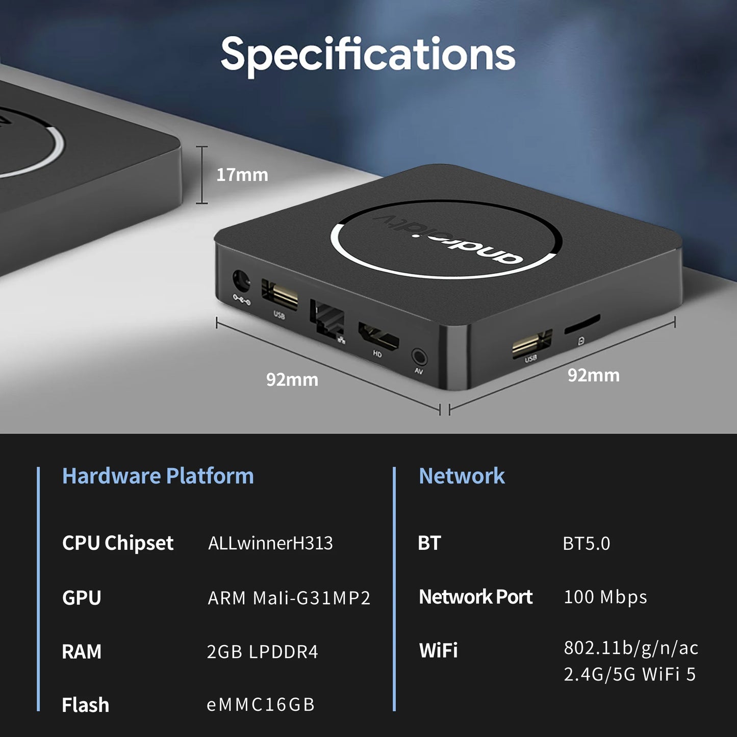 Q1 Smart TV Box Android13 Allwinner H313 Google Assistant 2GB16GB Dual 2.4G5.8GWifi Bluetooth 4K HDR10 Stream Media Player