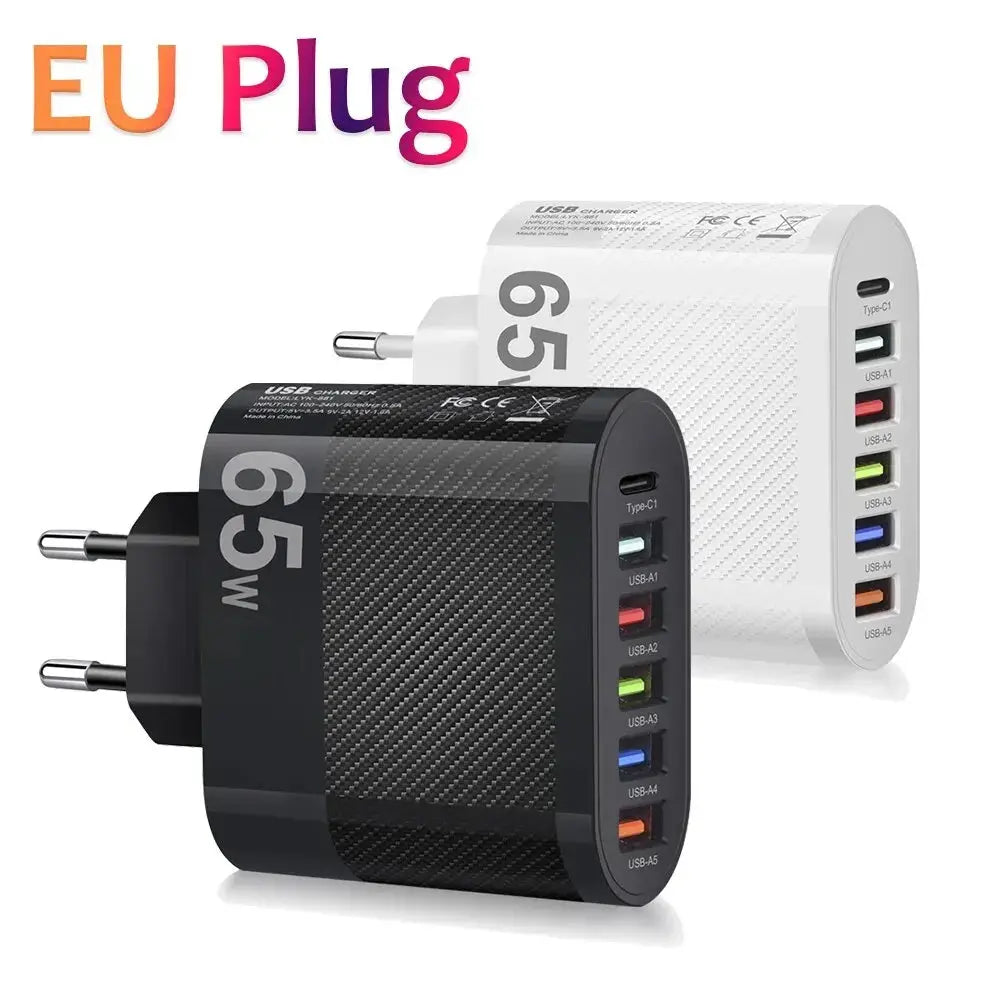 3.1A 5Ports USB Charger PD Charging Adapter For Xiaomi iPhone 13 Samsung Mobile Phone Plug Charging QC 3.0 Wall Charger Tarot Yeah
