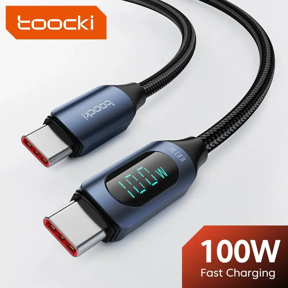 Toocki Type C to Type C Cable 100W PD Fast Charging Charger USB C to USB C Display Cable For Xiaomi POCO F3 Realme Macbook iPad Tarot Yeah