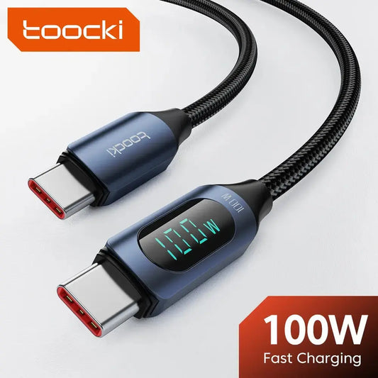 Toocki Type C to Type C Cable 100W PD Fast Charging Charger USB C to USB C Display Cable For Xiaomi POCO F3 Realme Macbook iPad Tarot Yeah
