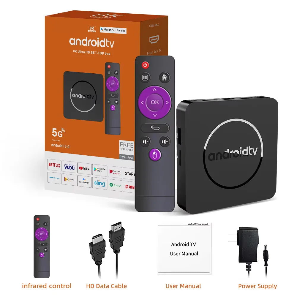Q1 Smart TV Box Android13 Allwinner H313 Google Assistant 2GB16GB Dual 2.4G5.8GWifi Bluetooth 4K HDR10 Stream Media Player