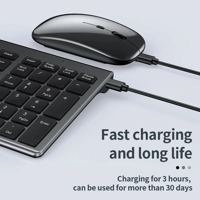 Jomaa Slim Rechargeable Bluetooth Keyboard and Mouse Set for Laptop Computer 2.4G USB Wireless Keyboard and Mouse Combo.