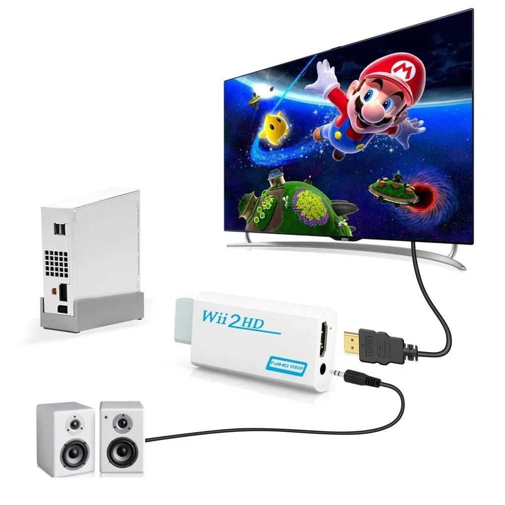 Full HD 1080P Wii To HDMI Compatible Converter Adapter Wii2HDMI Compatible Converter 3.5mm Audio for PC HDTV Monitor Display