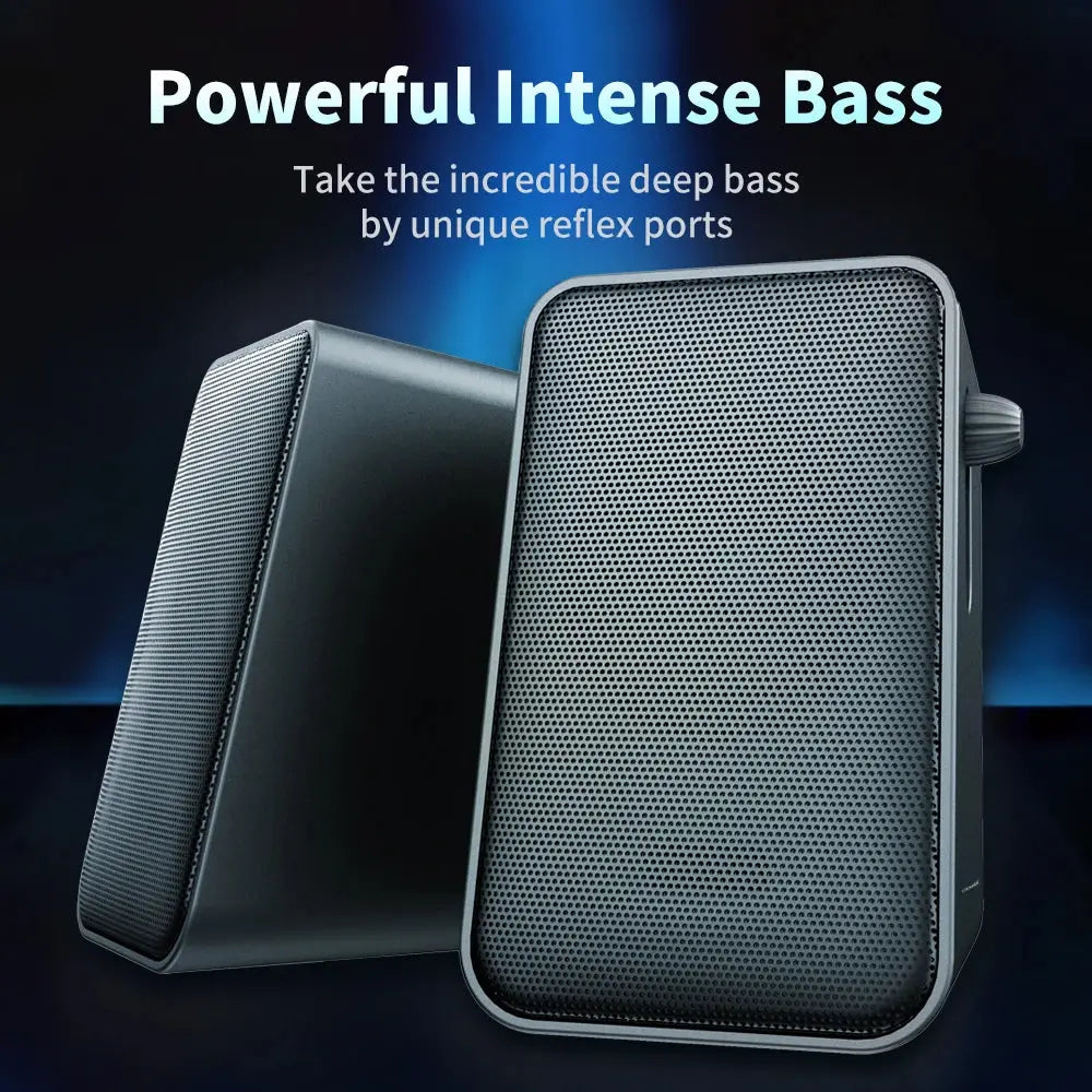 Coomaer 3inch Iron Heavy Bass 10W Computer Speaker Gaming Sound Bookshelf Subwoofer USB 2.0 Channel Texture Desktop Audio.
