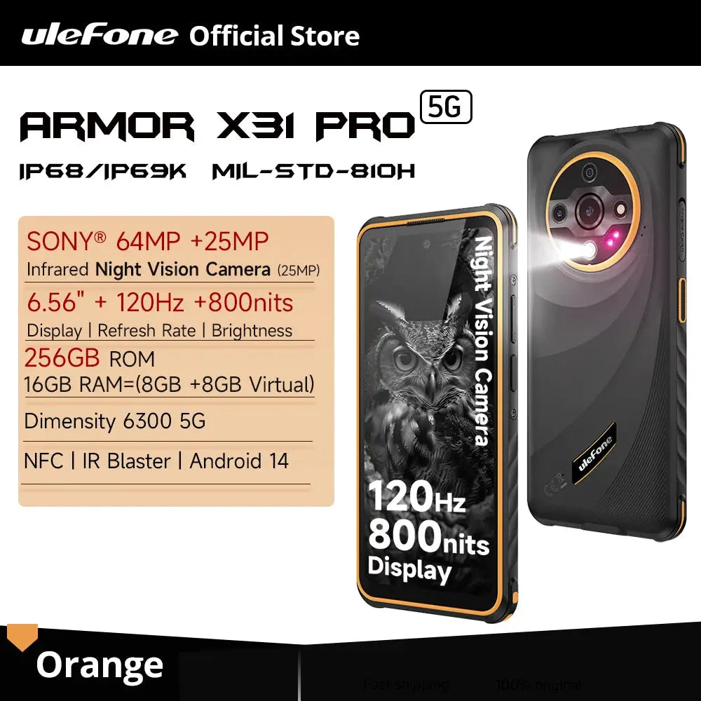 【World Premiere】Ulefone Armor X31 Pro 5G Rugged Phone Android 14 Smartphone 6.56”16GB + 256GB Night Camera 64MP 6050mAh NFC Tarot Yeah