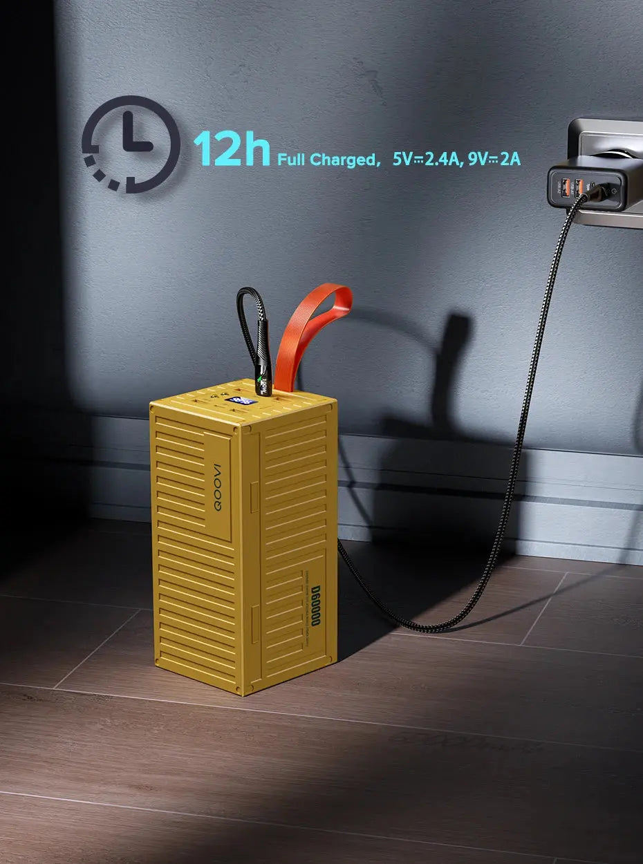 QOOVI 60000mAh Power Bank 22.5W PD QC 3.0 Charger Powerbank Large Battery Capacity Power Station Fast Charging For iPhone Xiaomi Tarot Yeah
