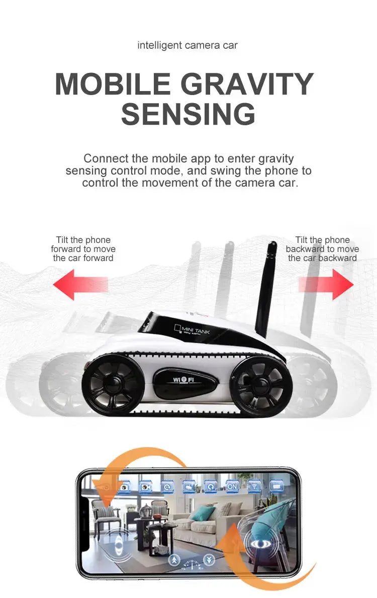 RC Camera Tank FPV WIFI Real-time Quality Mini RC Car HD Camera Video Remote Control Robot Car Intelligent APP Wireless Toys.