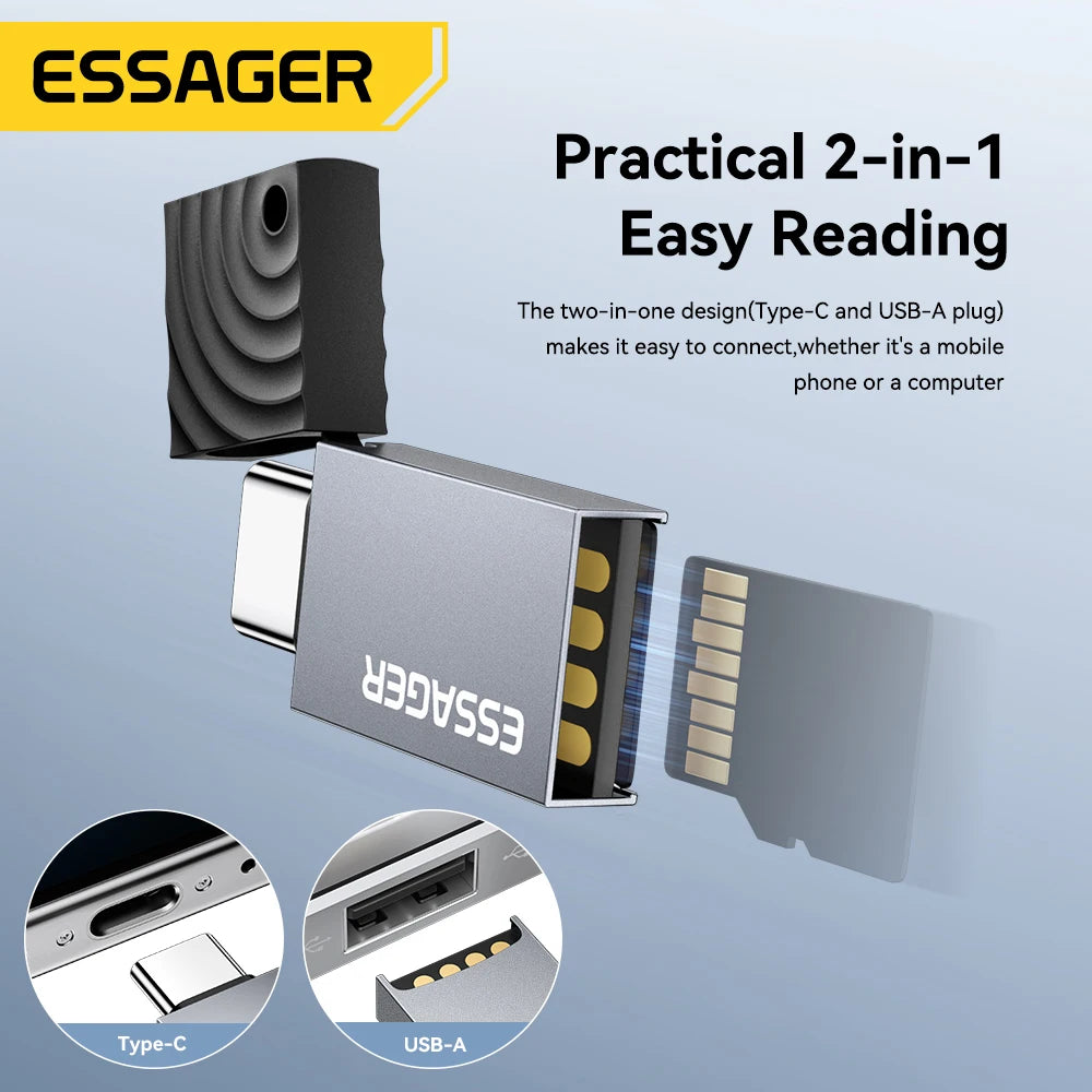 Essager 2 in 1 TF SD Card Reader USB 2.0 Memory Card Adapter Smart High Speed Cardreader Convertor for PC Laptop Accessories