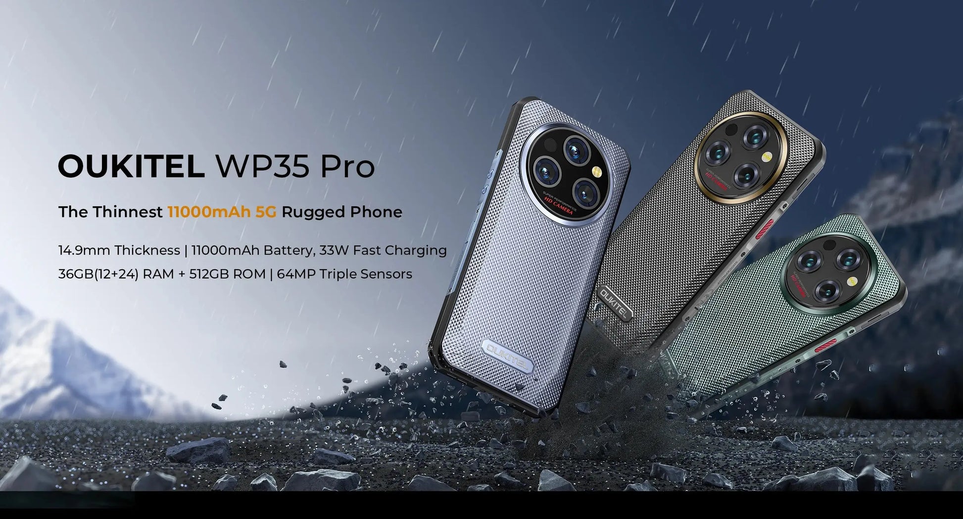 Oukitel WP35 PRO 5G Rugged Smartphone 11000mAh MediaTek Dimensity 6300 36GB Tarot Yeah
