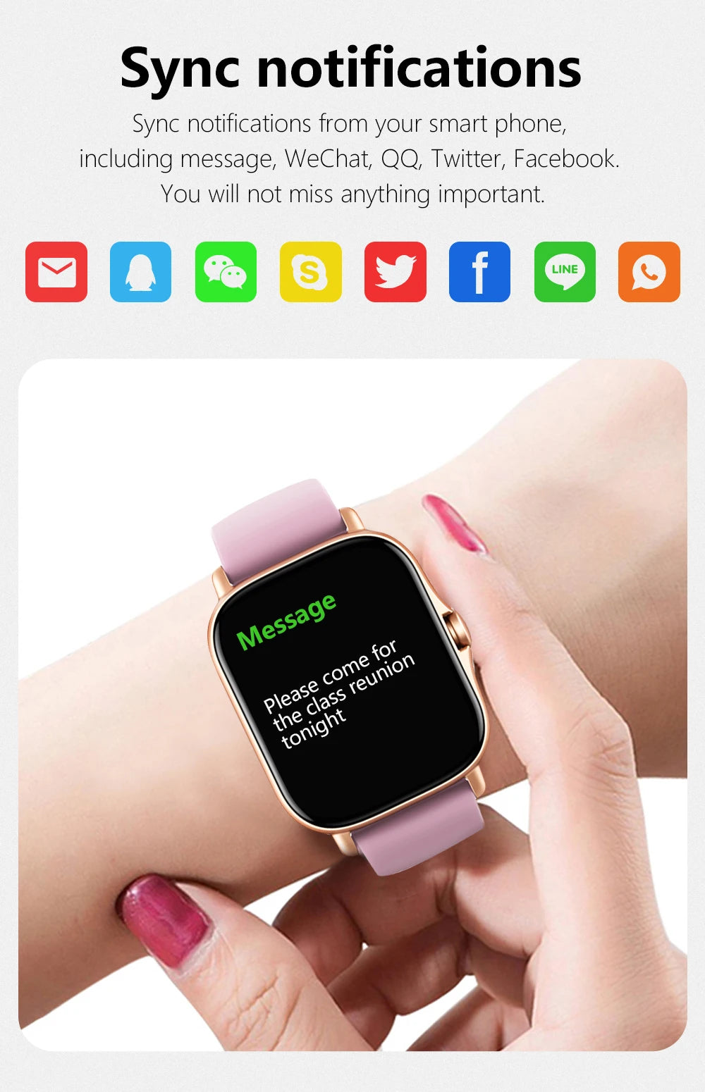 Smart Fitness Tracker Bracelet with Color Screen Health Reminders Exercise Step Counting Intelligent Information Notifications