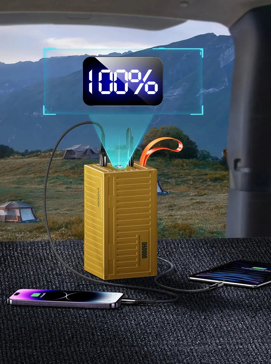 QOOVI 60000mAh Power Bank 22.5W PD QC 3.0 Charger Powerbank Large Battery Capacity Power Station Fast Charging For iPhone Xiaomi Tarot Yeah