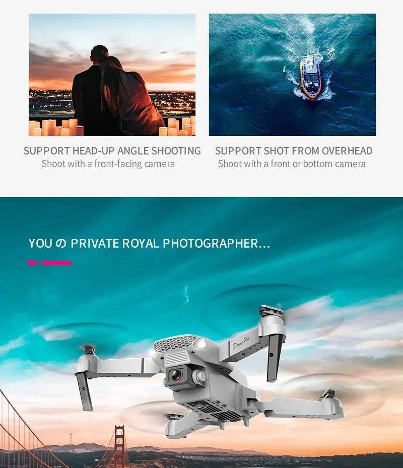 2025 New E88 Pro WIFI FPV Drone - 4K/1080P Dual Camera,Wide-Angle HD, Altitude Hold, Foldable Quadcopter, RC Helicopter Toy Gift