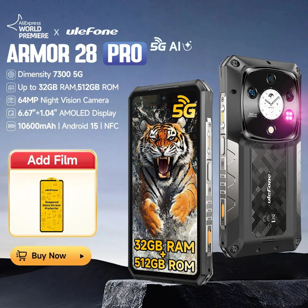 Ulefone Armor 28 Pro 5G AI Rugged Phone 512GB ROM Smartphone 120W MTK Dimensity 7300  10600mAh 6.67”AMOLED 64MP Mobile phone Tarot Yeah