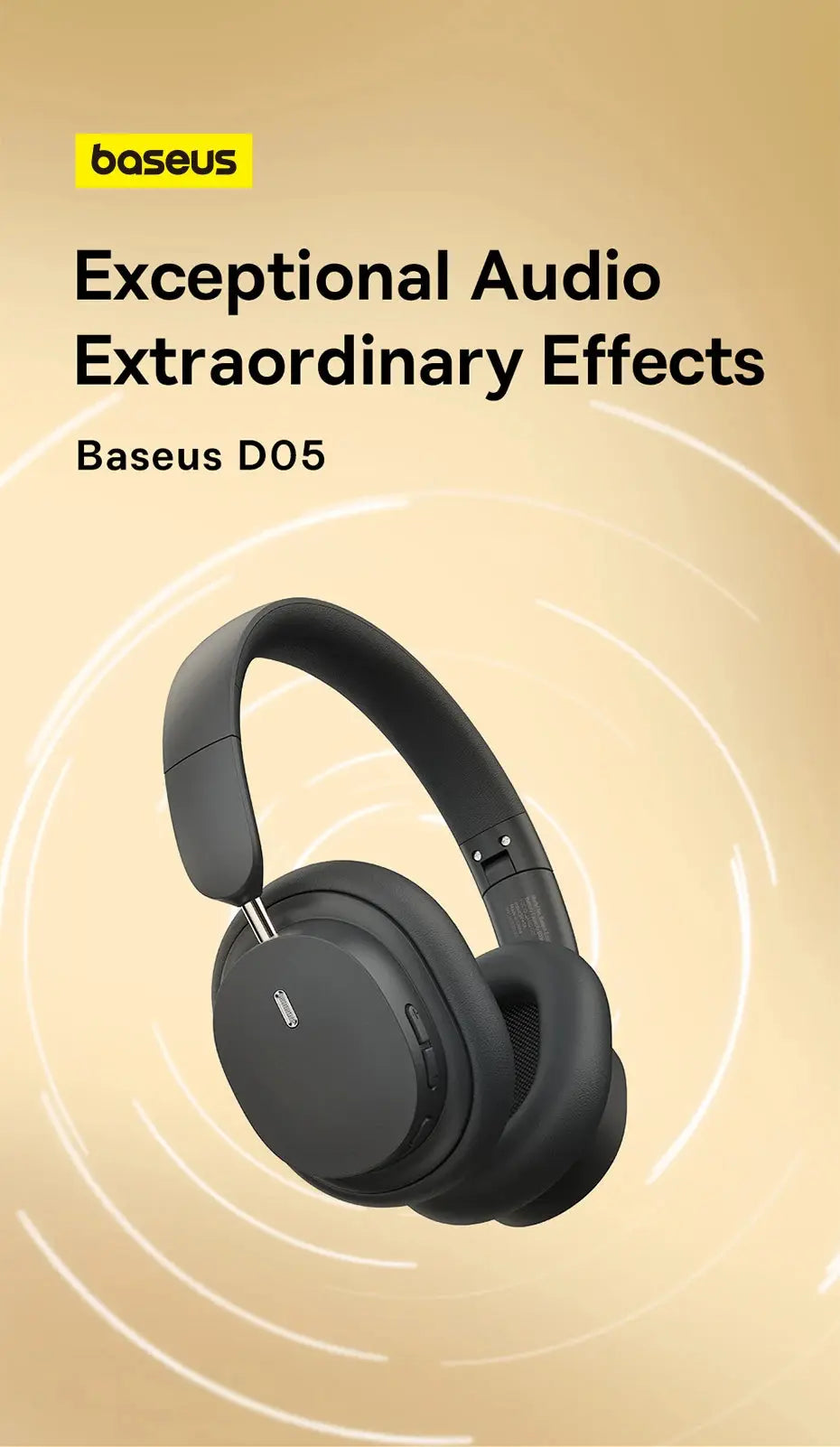Baseus Bowie D05 Wireless Headphone 3D Spatial Audio Earphone Bluetooth 5.3 Headset 40mm Driver Foldable Over Ear Headphone 70H.