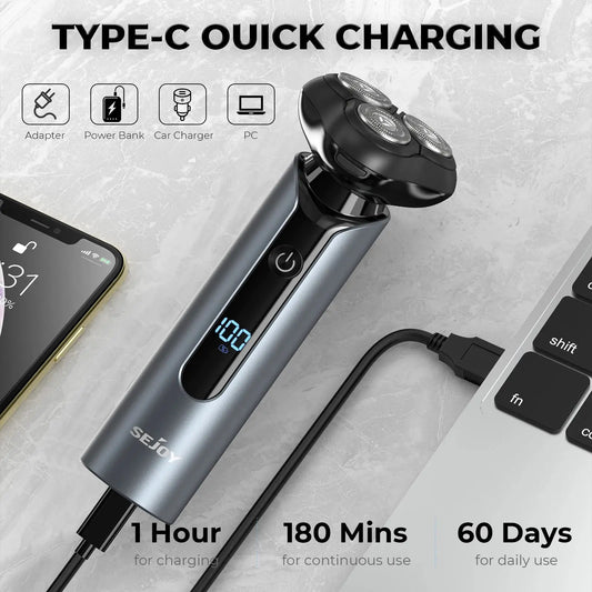 SEJOY Portable Clean Razor Men USB Electric shaver Powerful Beard Electric Razor Rechargeable Waterproof shaving Machine.
