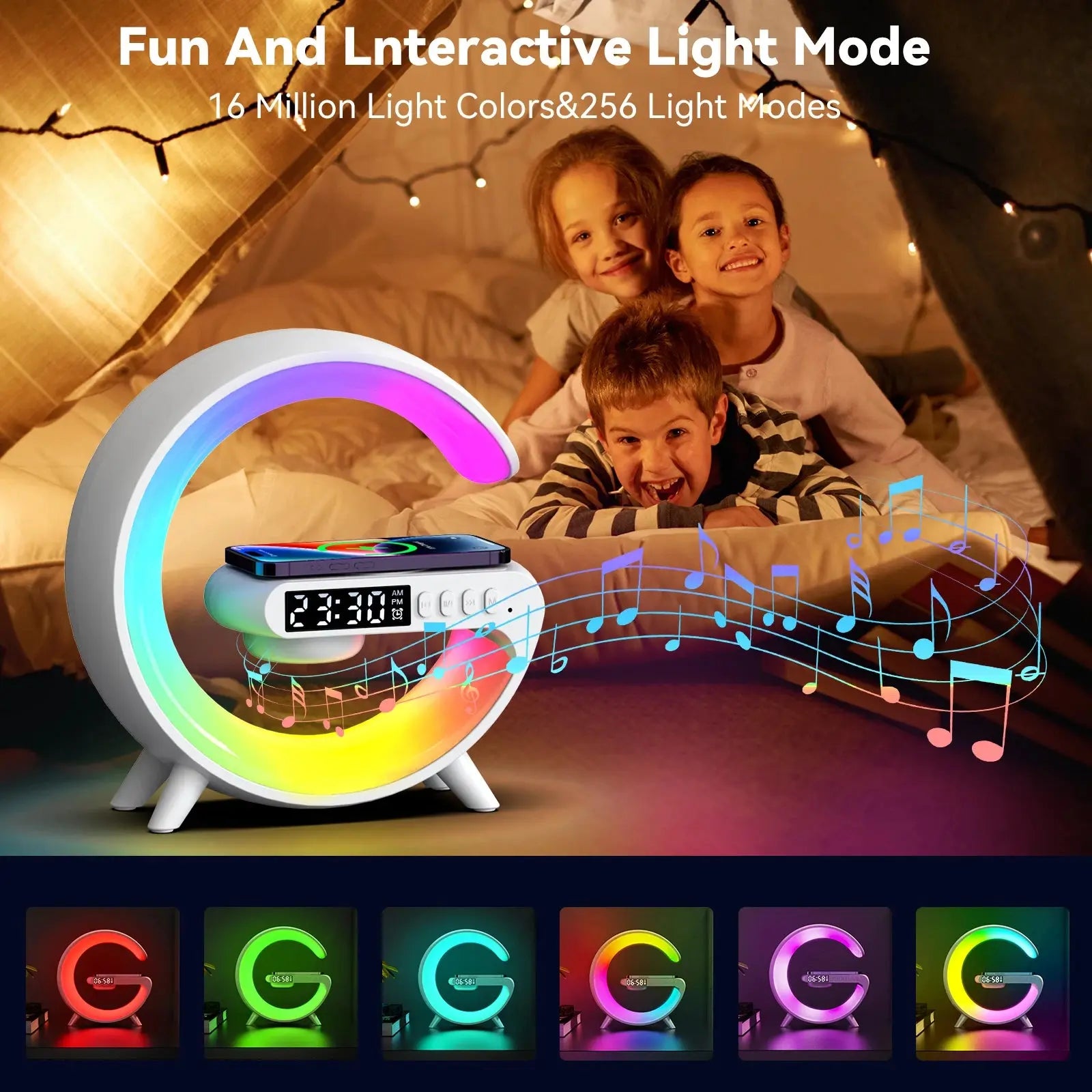 Multifunction Wireless Charger Pad Stand Speaker TF RGB Night Light 15W Fast Charging Station for iPhone Samsung Xiaomi Huawei Tarot Yeah