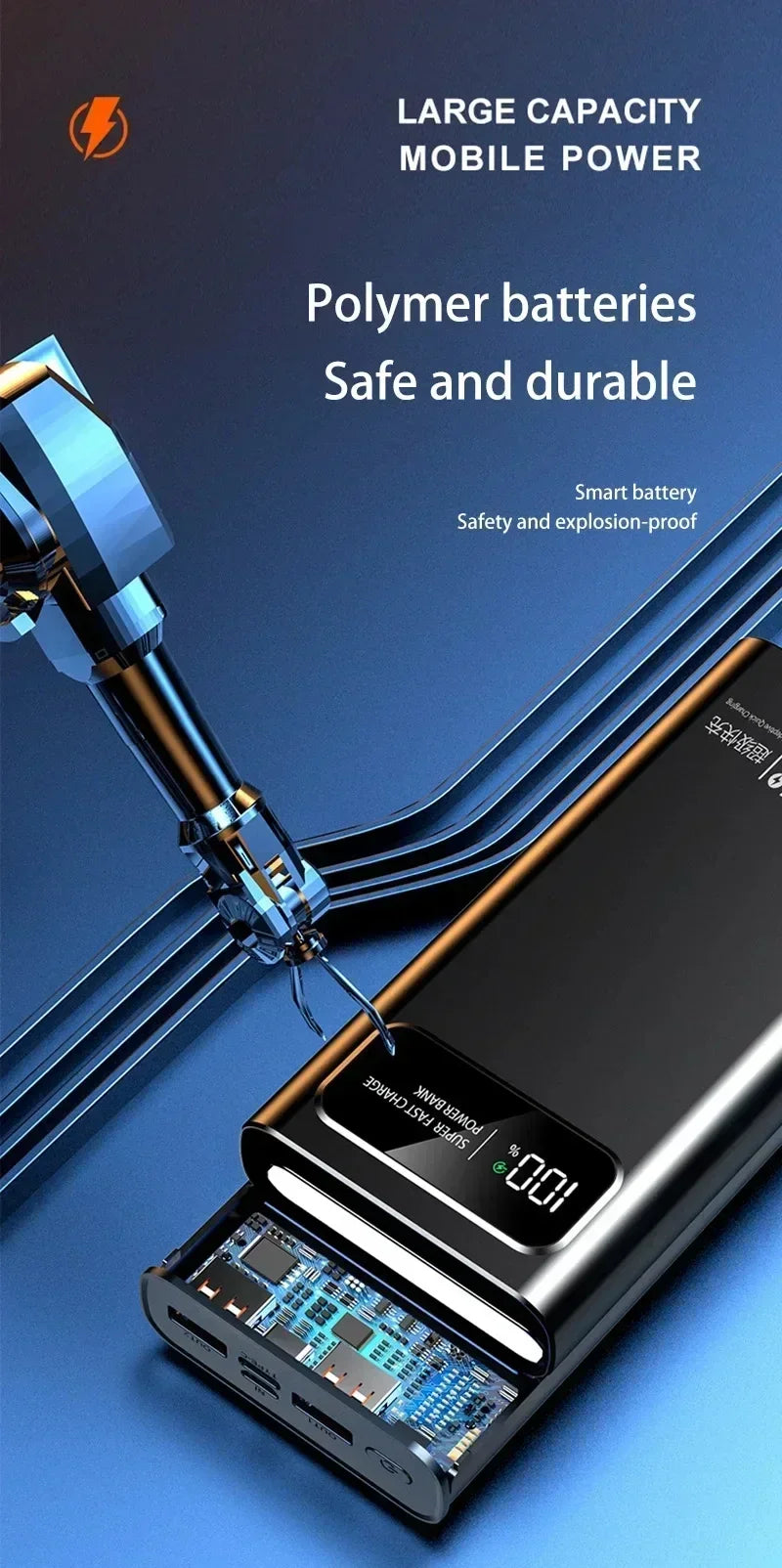 OnePlus 200000mAh LED Digital Display Power Bank High Capacity 120W Super Fast Charging Portable External Battery For IPhone NEW