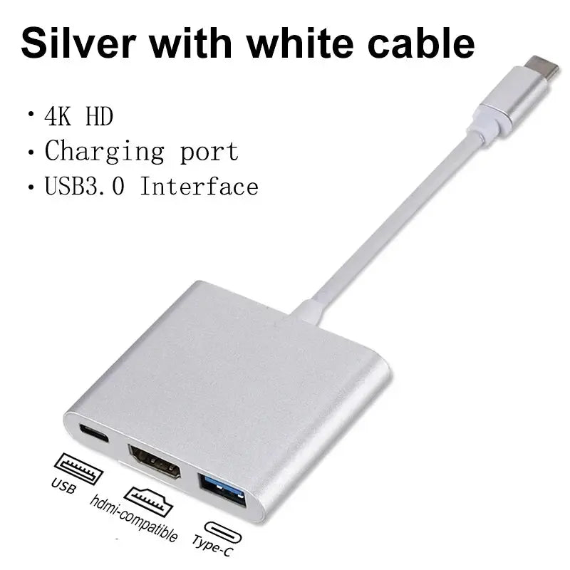 USB-C To HDMI-compatible 3 in 1 Cable Converter for Samsung Huawei iPad Mac USB 3.1 Type C To HDMI-compatible 4K Adapter Cable Tarot Yeah
