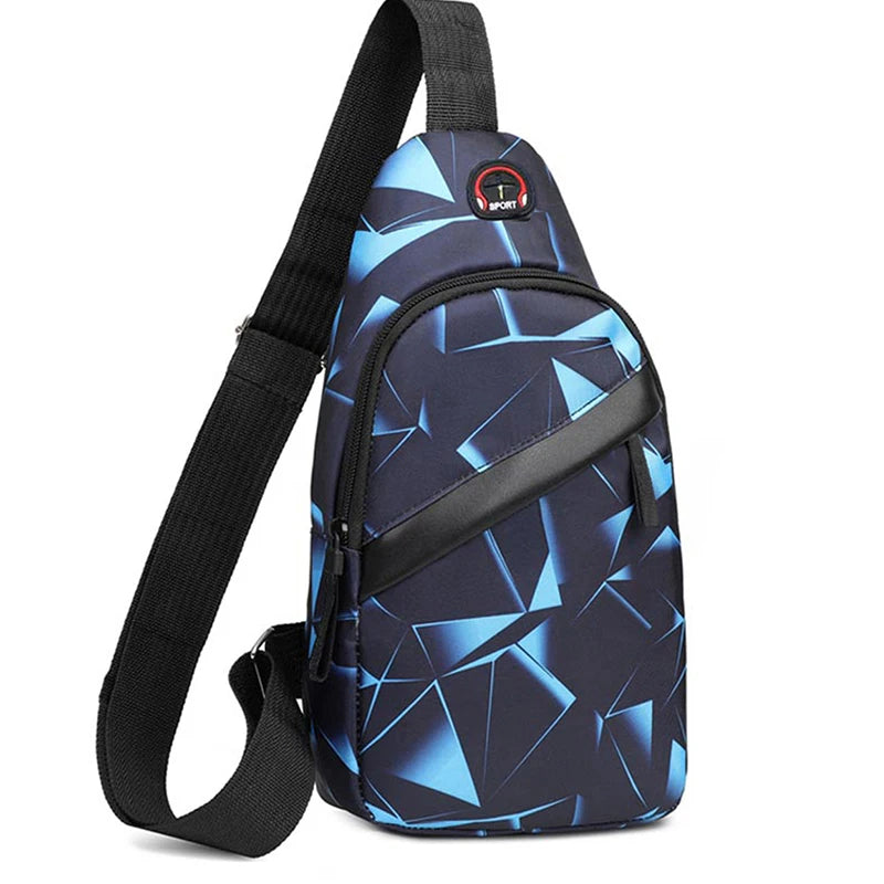 Unisex Square Chest Bag - Korean Style Camo Sling Pack (Oxford Canvas Crossbody Purse for Men/Women)