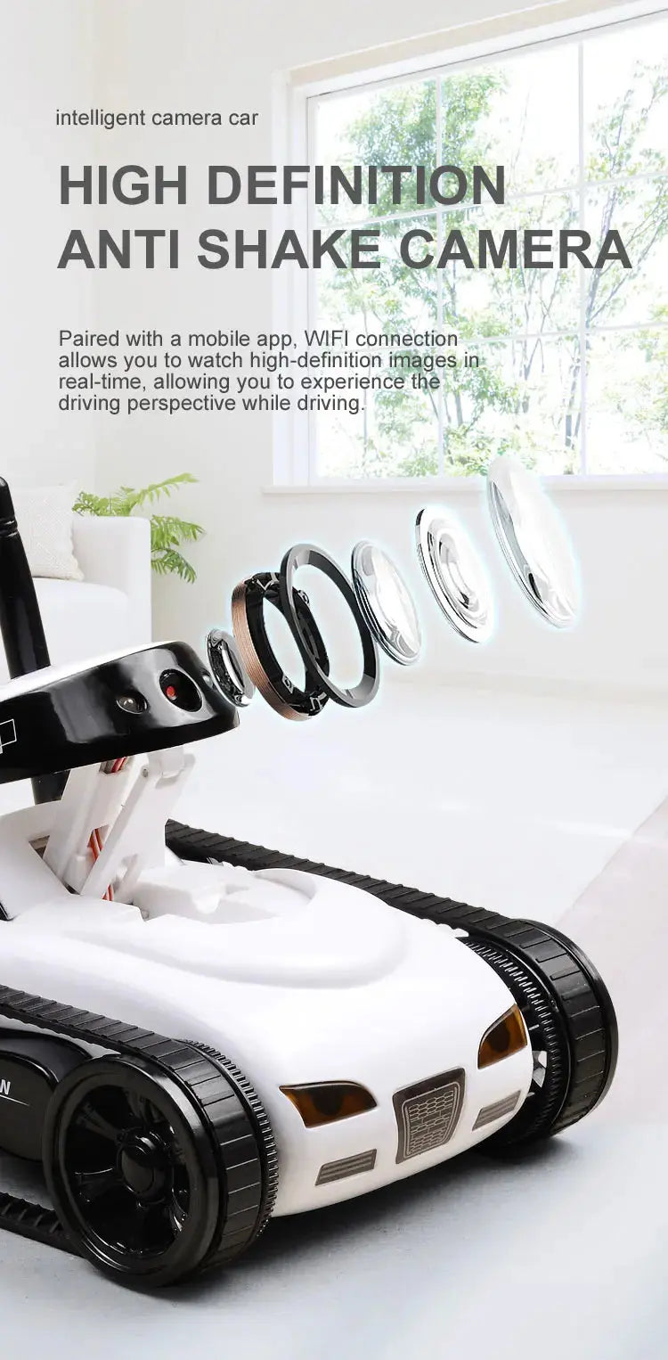 RC Camera Tank FPV WIFI Real-time Quality Mini RC Car HD Camera Video Remote Control Robot Car Intelligent APP Wireless Toys.