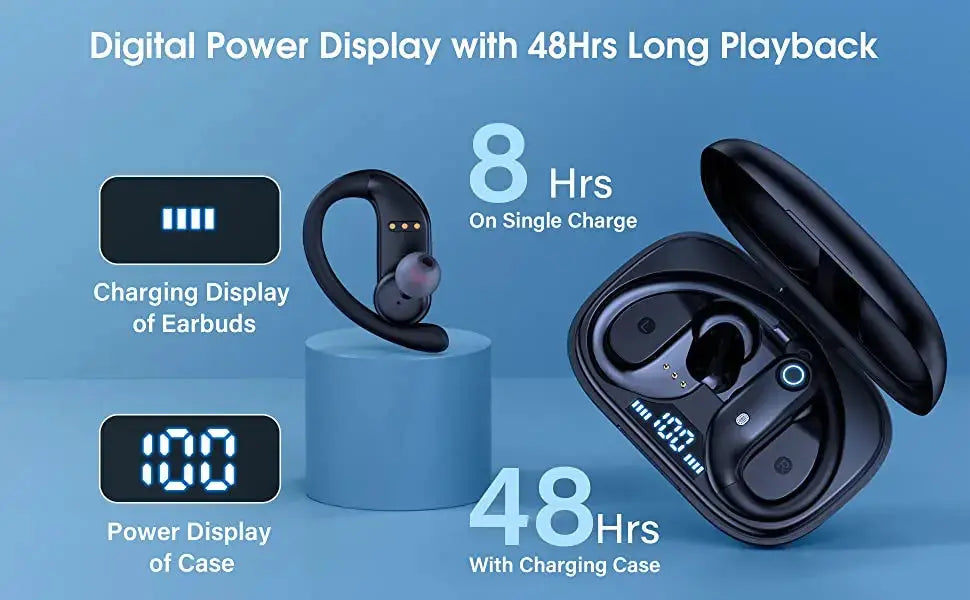 Bluetooth Earphones Wireless Earbuds with Wireless Charging Case  Stereo Sound Headphones Built-in Mic in-Ear Headsets Deep Bass.