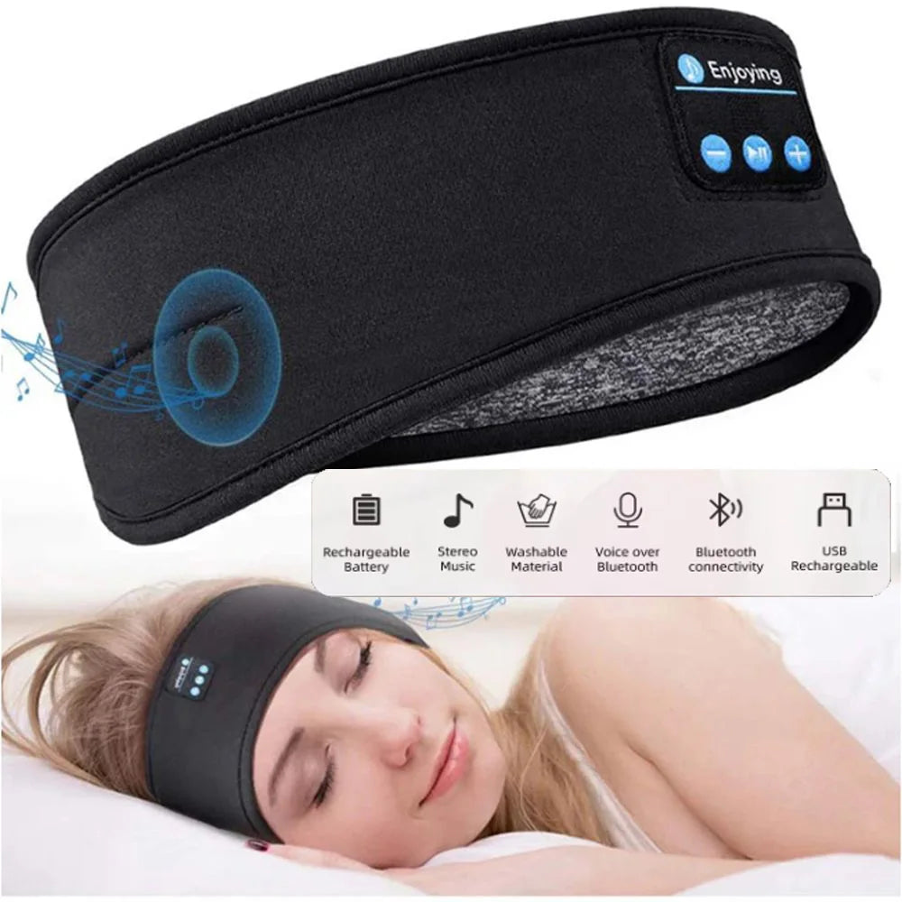 Wireless Bluetooth Sleeping Headband Fone Earphones Sports Sweatband Sleeping Band Headset Music Soft Elastic Eye Mask Headphone