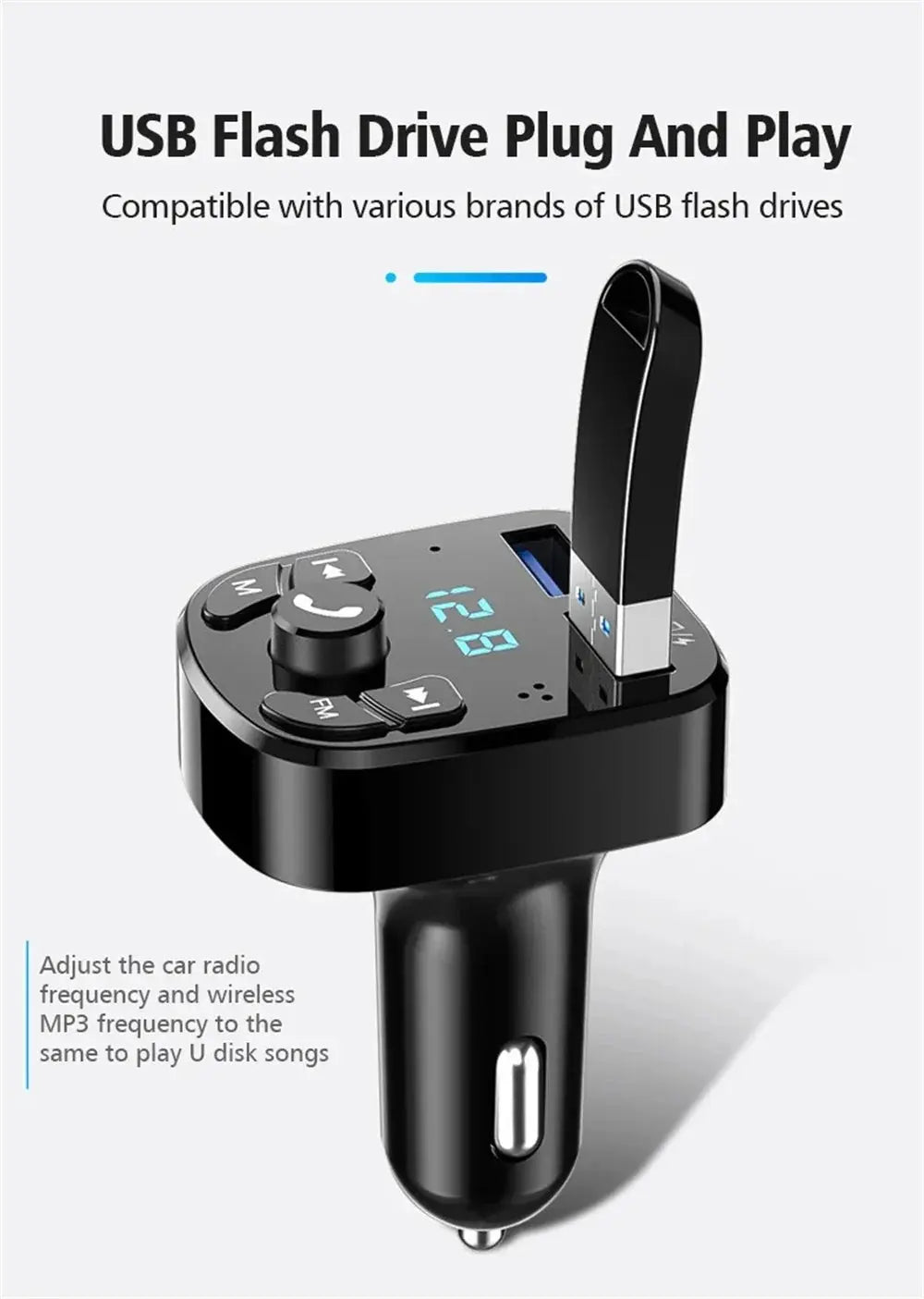 3.1A FM Transmitter Wireless Bluetooth 5.0 Car MP3 Player Dual USB Fast Charging Adapter  in Car Noise Reduction Audio Receiver Tarot Yeah