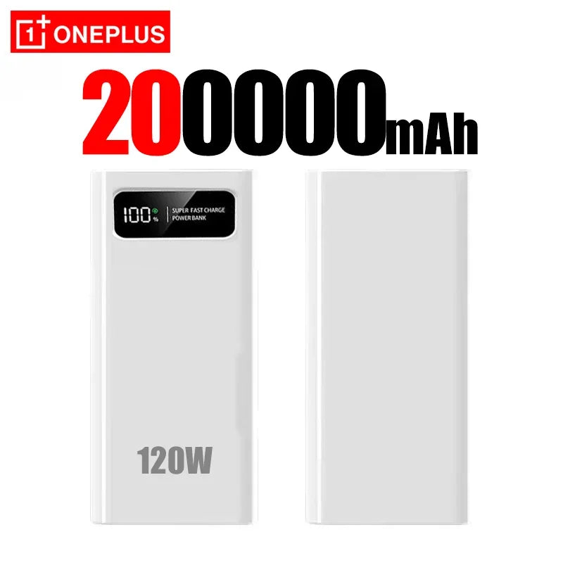 OnePlus 200000mAh LED Digital Display Power Bank High Capacity 120W Super Fast Charging Portable External Battery For IPhone NEW