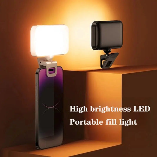 Portable Mini Selfie Fill Light Rechargeable 3 Modes Adjustable Brightness Clip On For Mobile Phone Make Up Computer Fill Light Tarot Yeah