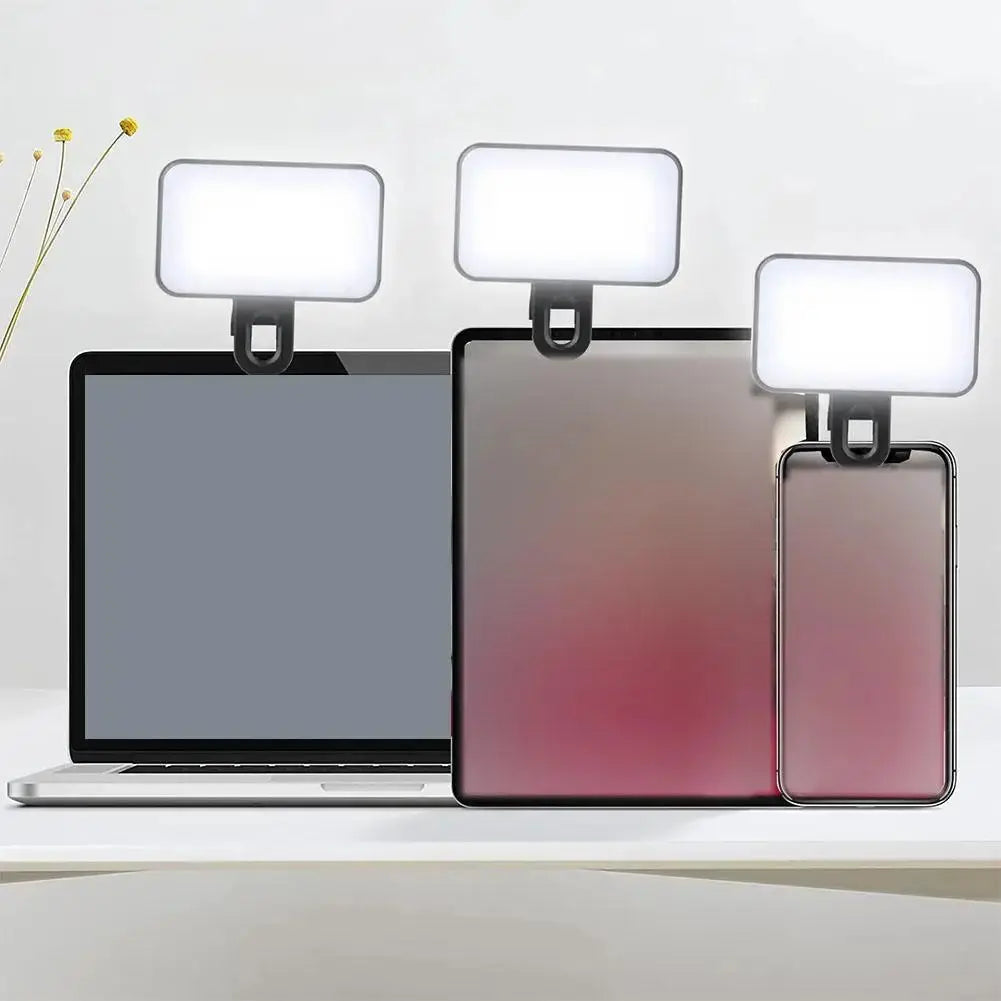 Portable Mini Selfie Fill Light Rechargeable 3 Modes Adjustable Brightness Clip On For Mobile Phone Make Up Computer Fill Light Tarot Yeah