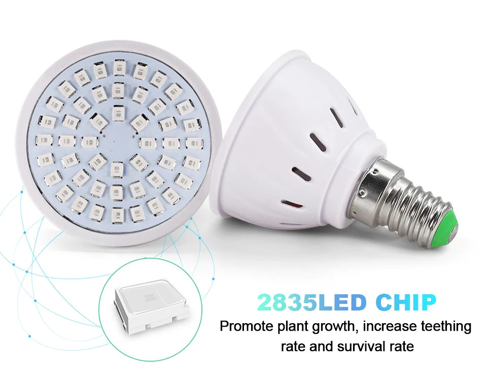 Led Grow Bulb 220V E27 60 80LEDs Full Spectrum LED Plant Greenhouse Hydroponic Growth Light Indoor Plant Phyto Flower Lamp