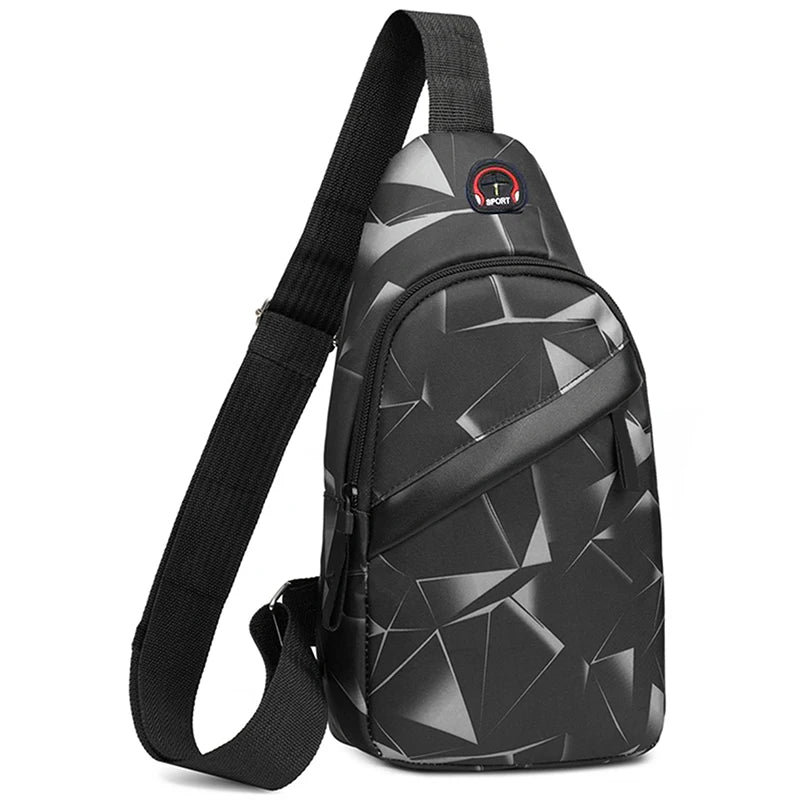 Unisex Square Chest Bag - Korean Style Camo Sling Pack (Oxford Canvas Crossbody Purse for Men/Women)