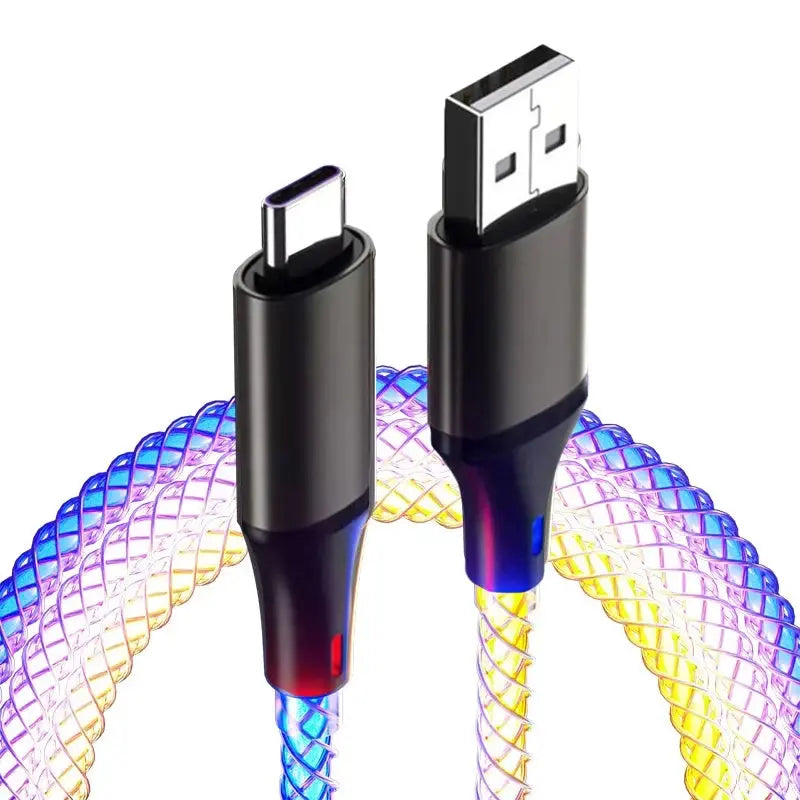 6A Fast Charging RGB Breathing Luminous Gradient Light Data Cable 66W TYPE-C Charger For iPhone 15 Pro Huawei Samsung Data Cable Tarot Yeah