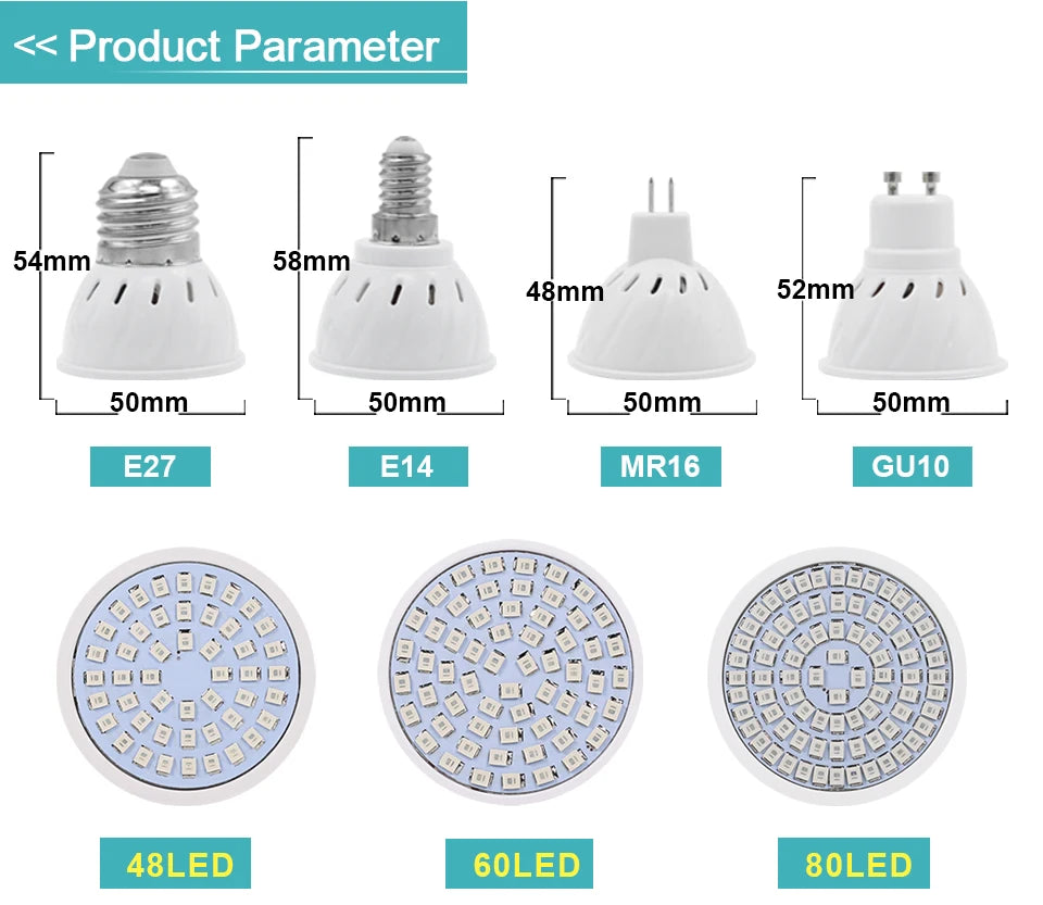 Led Grow Bulb 220V E27 60 80LEDs Full Spectrum LED Plant Greenhouse Hydroponic Growth Light Indoor Plant Phyto Flower Lamp