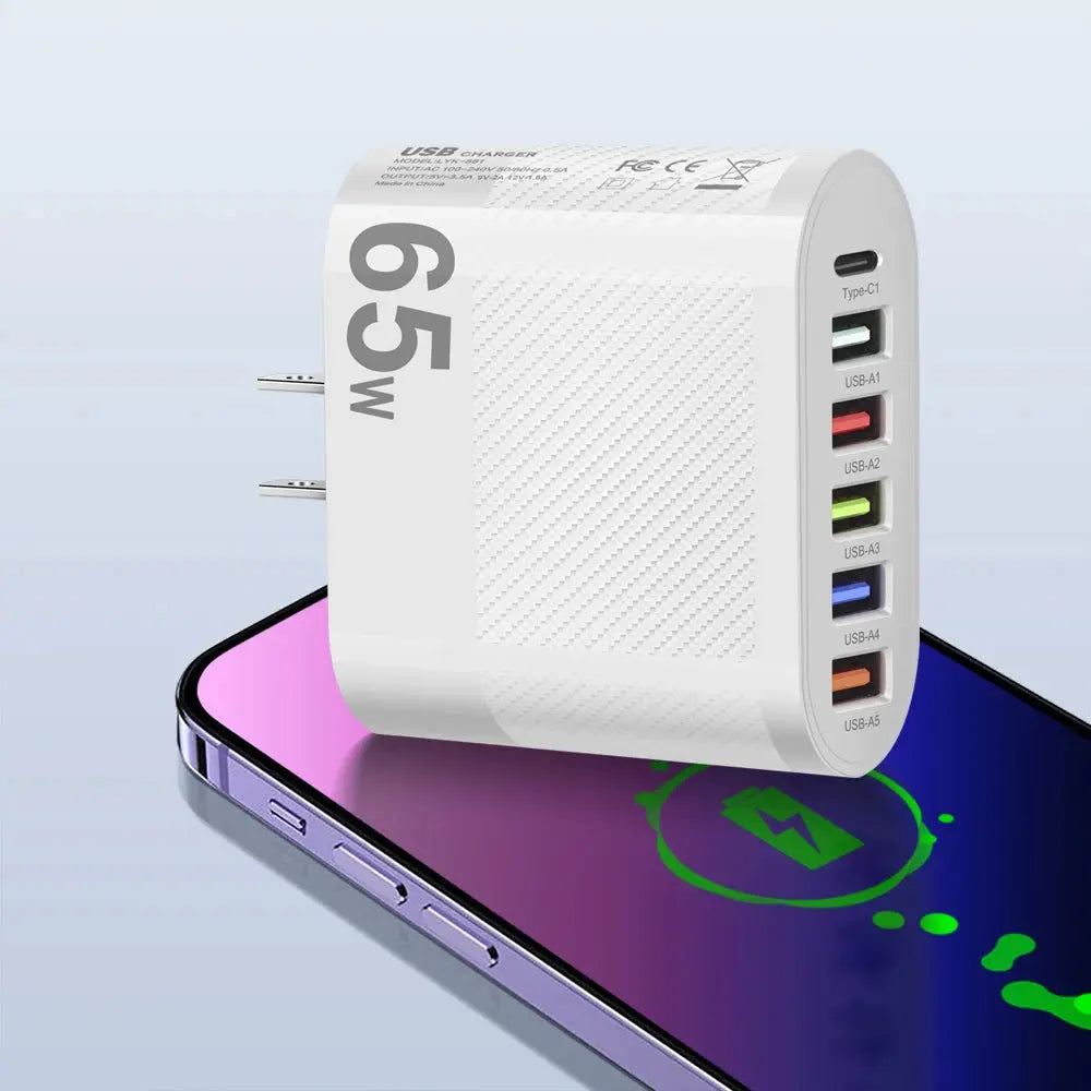 3.1A 5Ports USB Charger PD Charging Adapter For Xiaomi iPhone 13 Samsung Mobile Phone Plug Charging QC 3.0 Wall Charger Tarot Yeah
