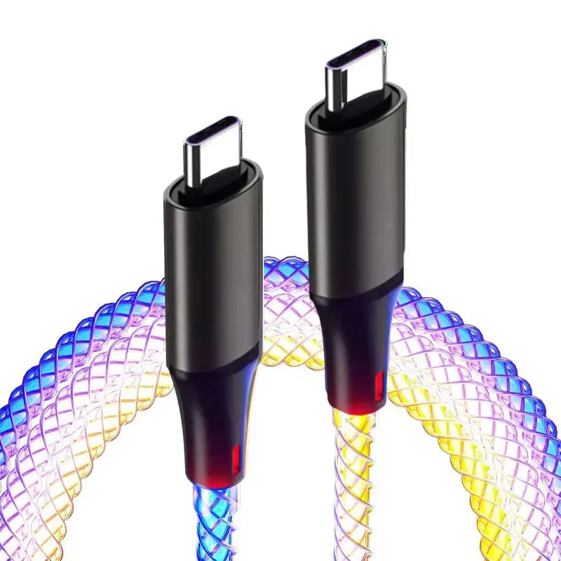 6A Fast Charging RGB Breathing Luminous Gradient Light Data Cable 66W TYPE-C Charger For iPhone 15 Pro Huawei Samsung Data Cable Tarot Yeah
