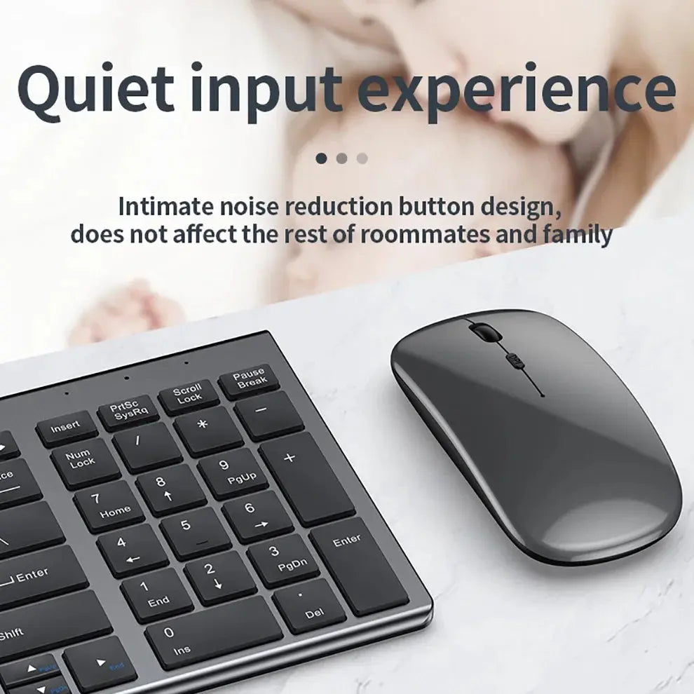 Jomaa Slim Rechargeable Bluetooth Keyboard and Mouse Set for Laptop Computer 2.4G USB Wireless Keyboard and Mouse Combo.